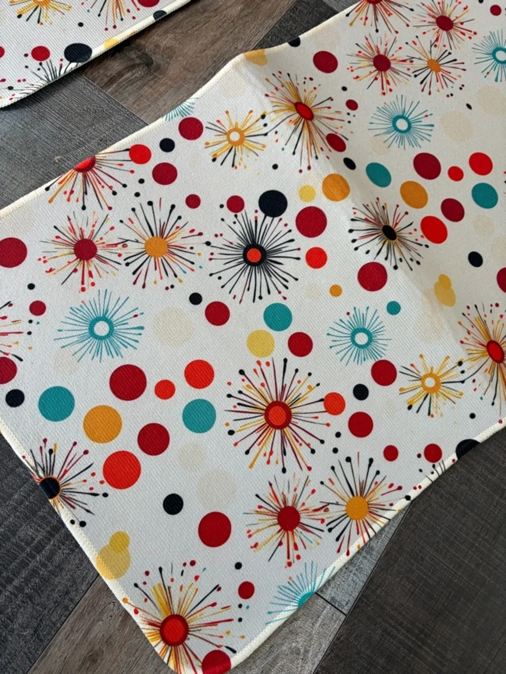 Atomic Starburst Kitchen Rug Set 2pc Mid Century Modern NEW